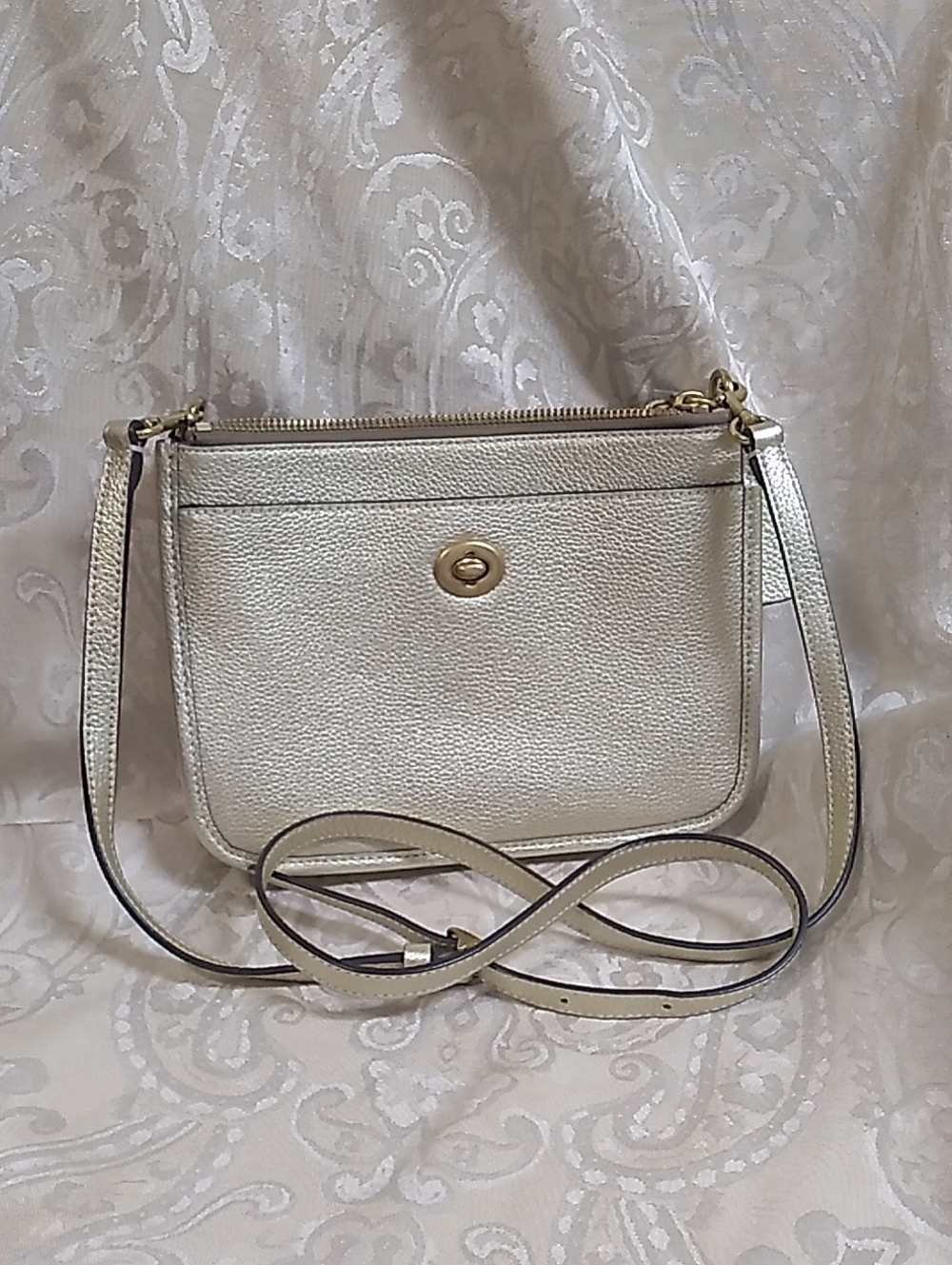 Coach Leather Slim Turnlock Crossbody Bag